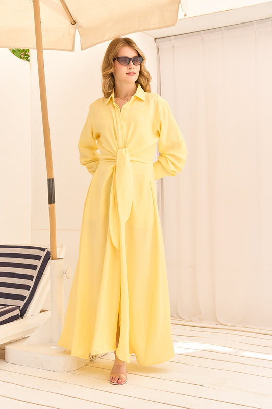 Butter Yellow Linen Maxi Dress