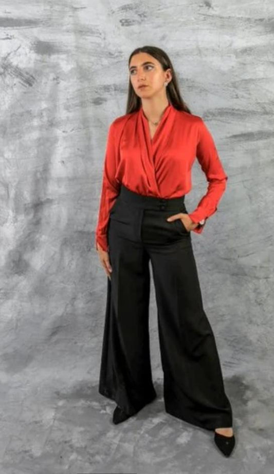 Red Drape Blouse
