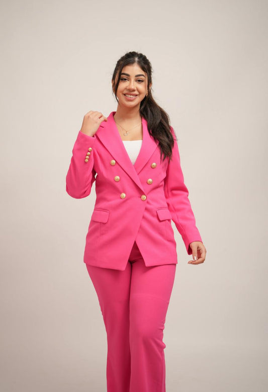 Hot Pink Double Breasted Blazer