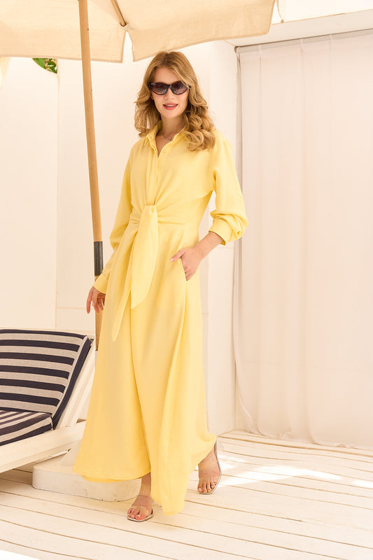 Butter Yellow Linen Maxi Dress