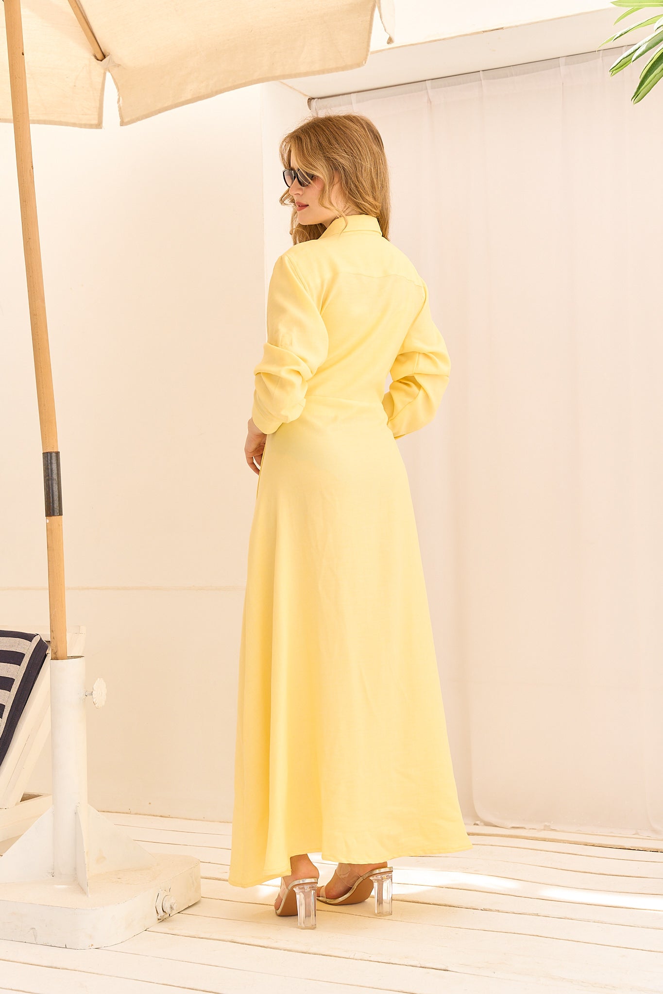 Butter Yellow Linen Maxi Dress