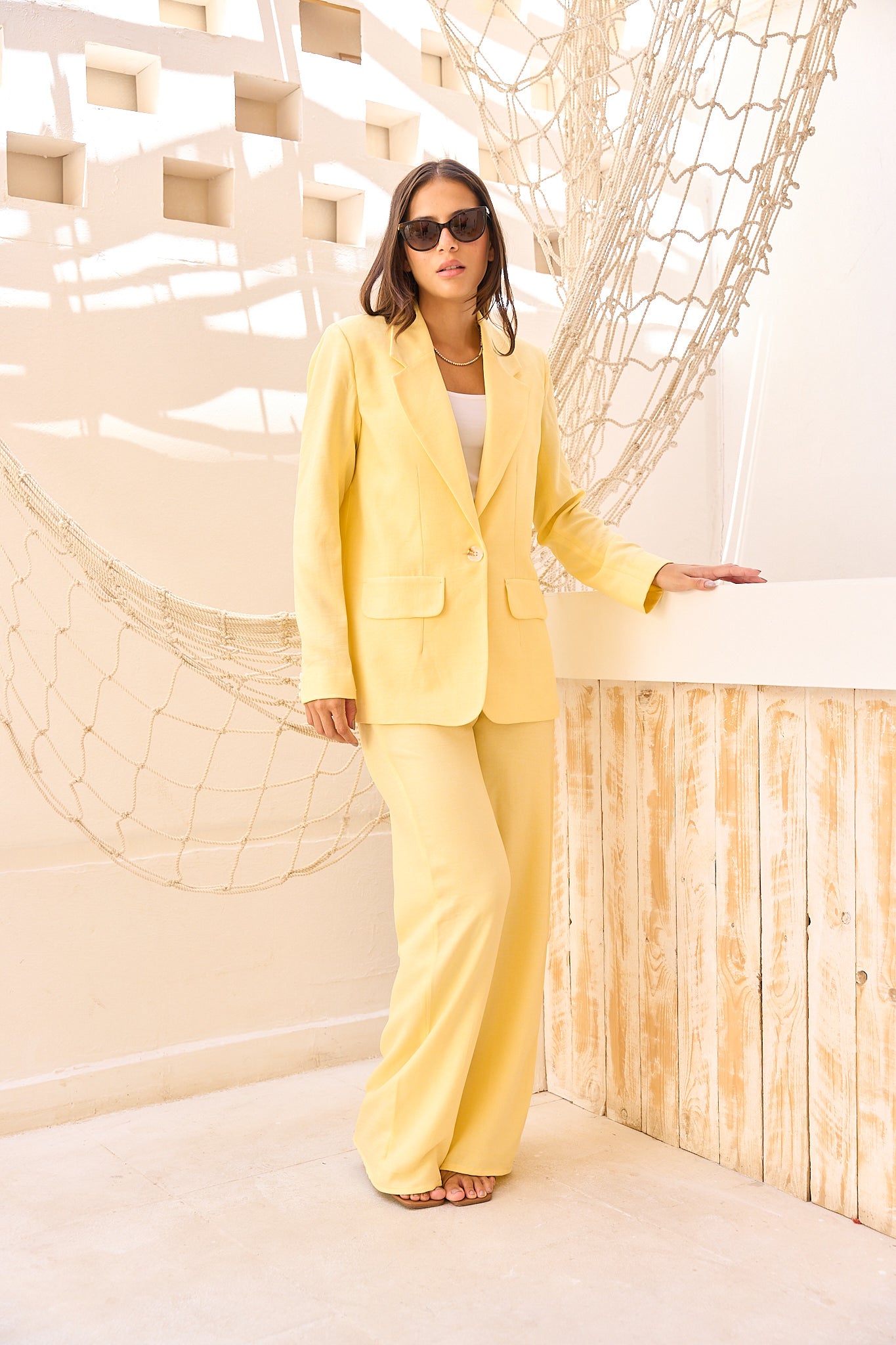 Butter Yellow Signature One-Button Linen Suit