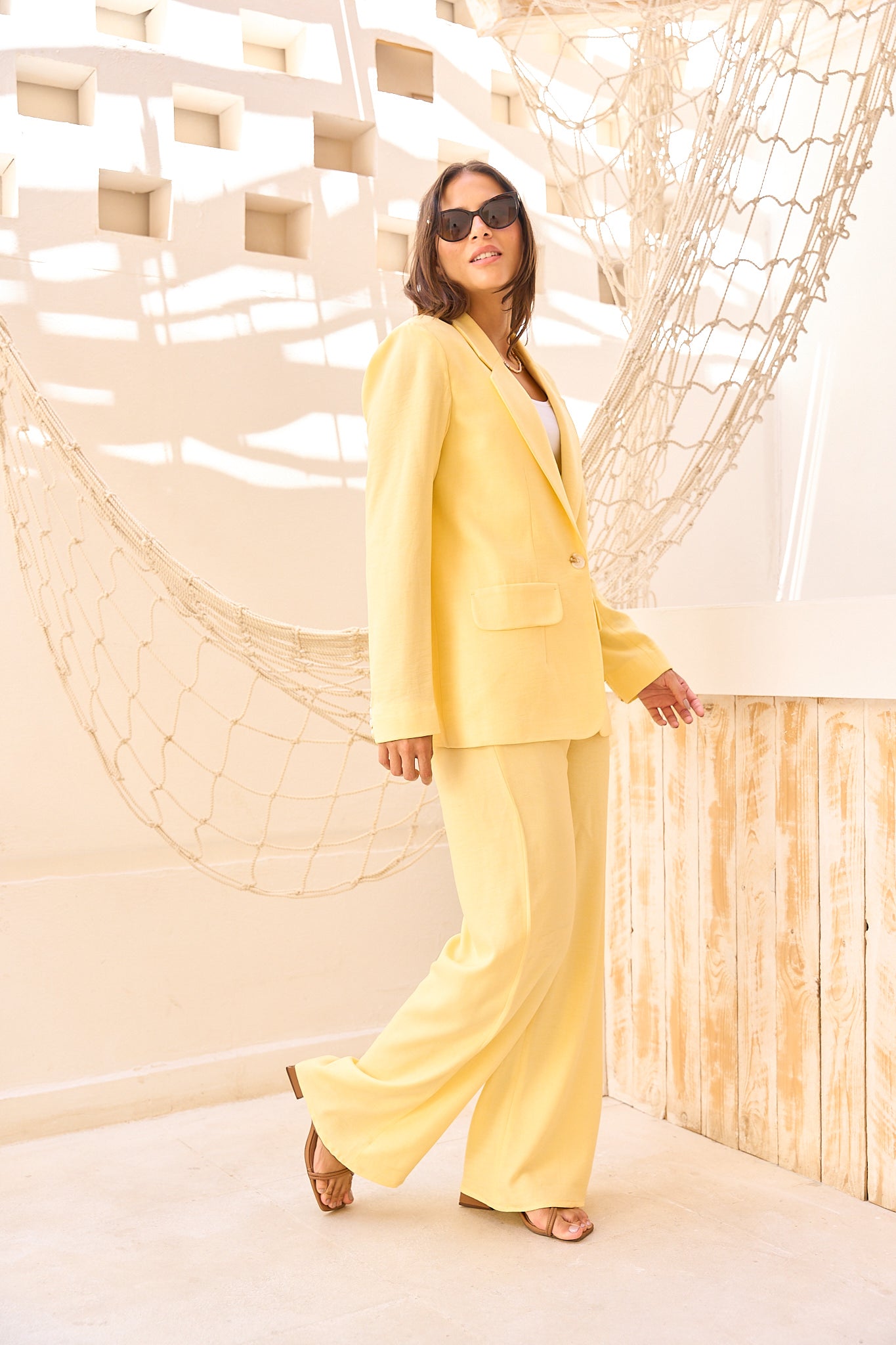 Butter Yellow Signature One-Button Linen Suit
