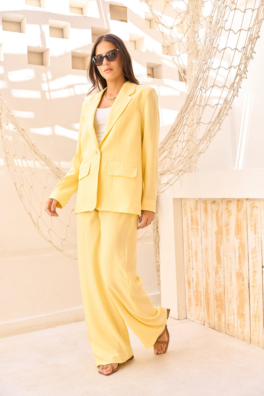 Butter Yellow Signature One-Button Linen Suit
