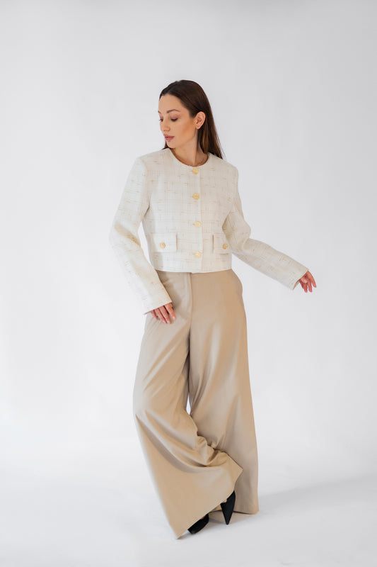 Cropped White*Gold Blazer