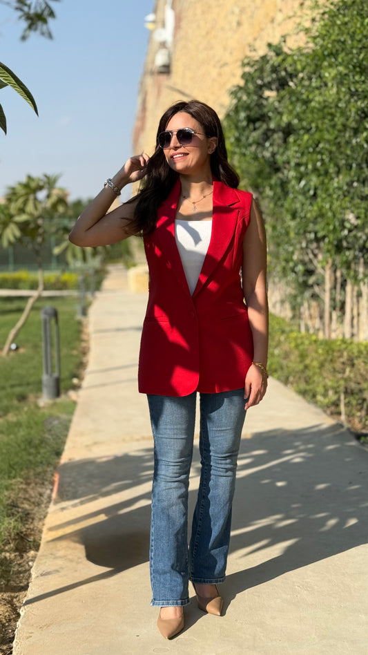 Red Waistcoat With One Button