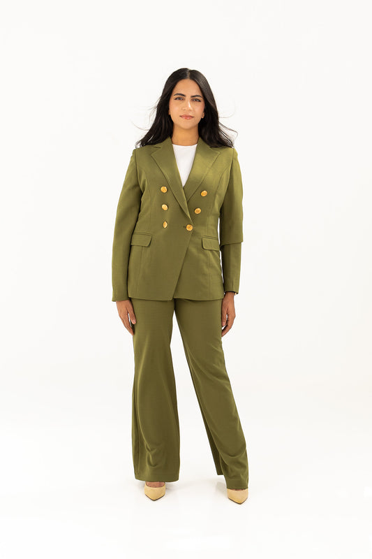 Olive Double  Breasted blazer