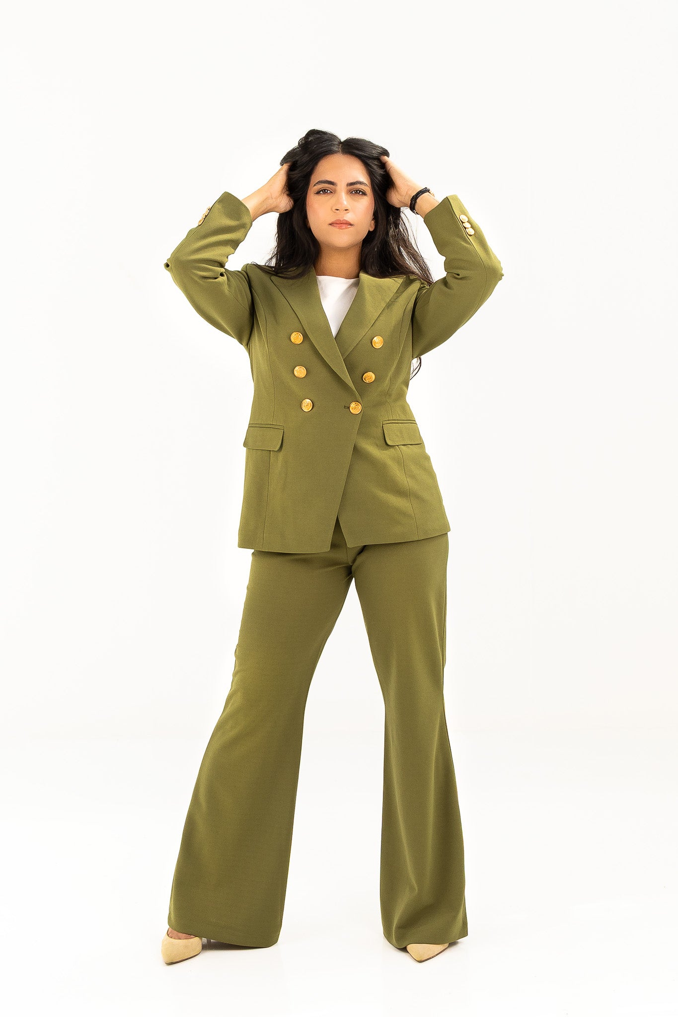 Olive Double  Breasted blazer