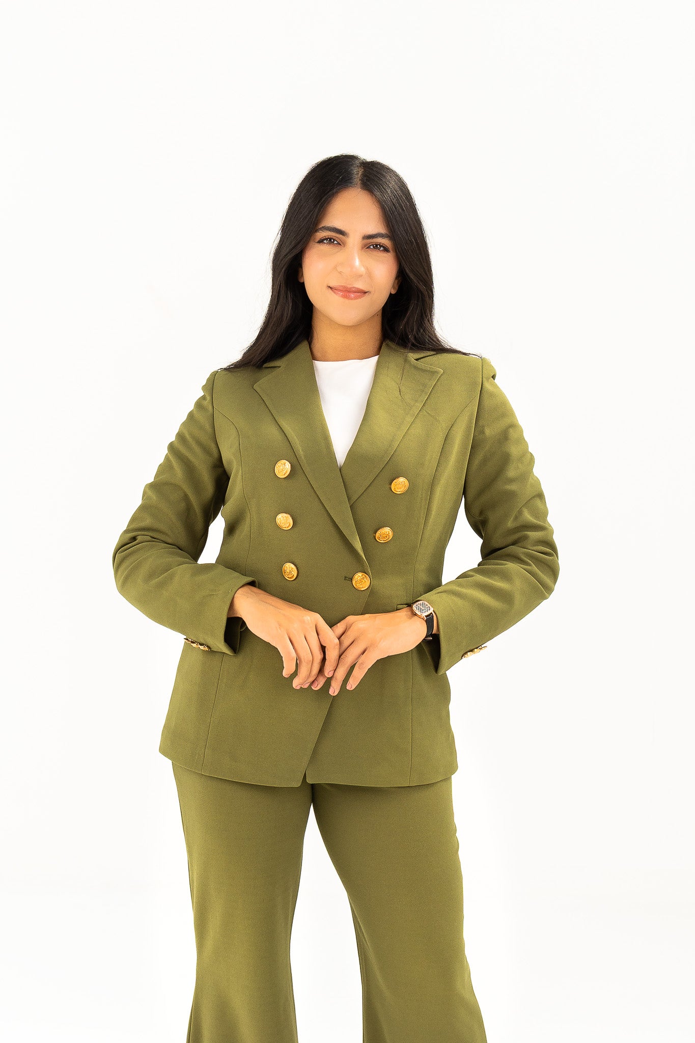 Olive Double  Breasted blazer