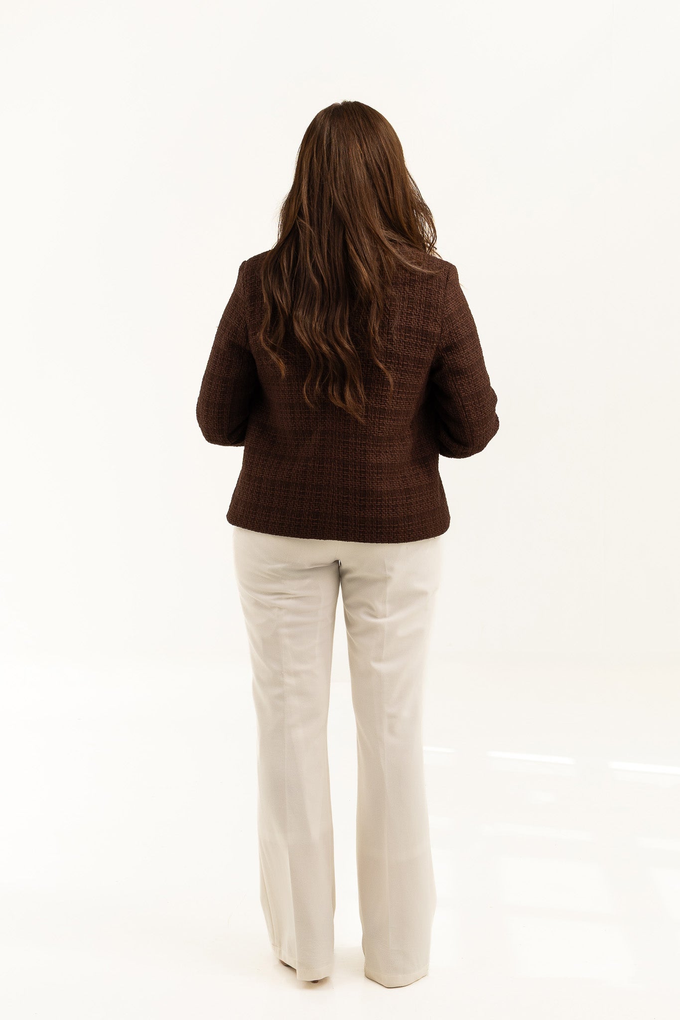 Textured Cropped Brown Blazer