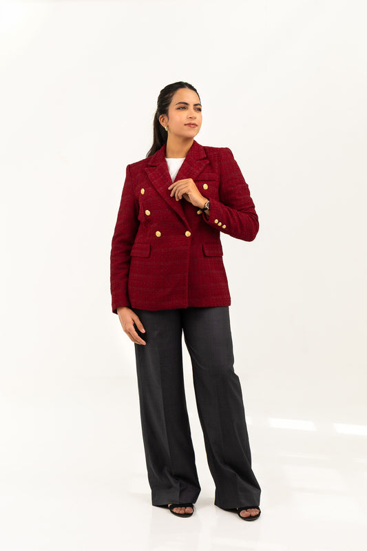Textured Burgundy Blazer