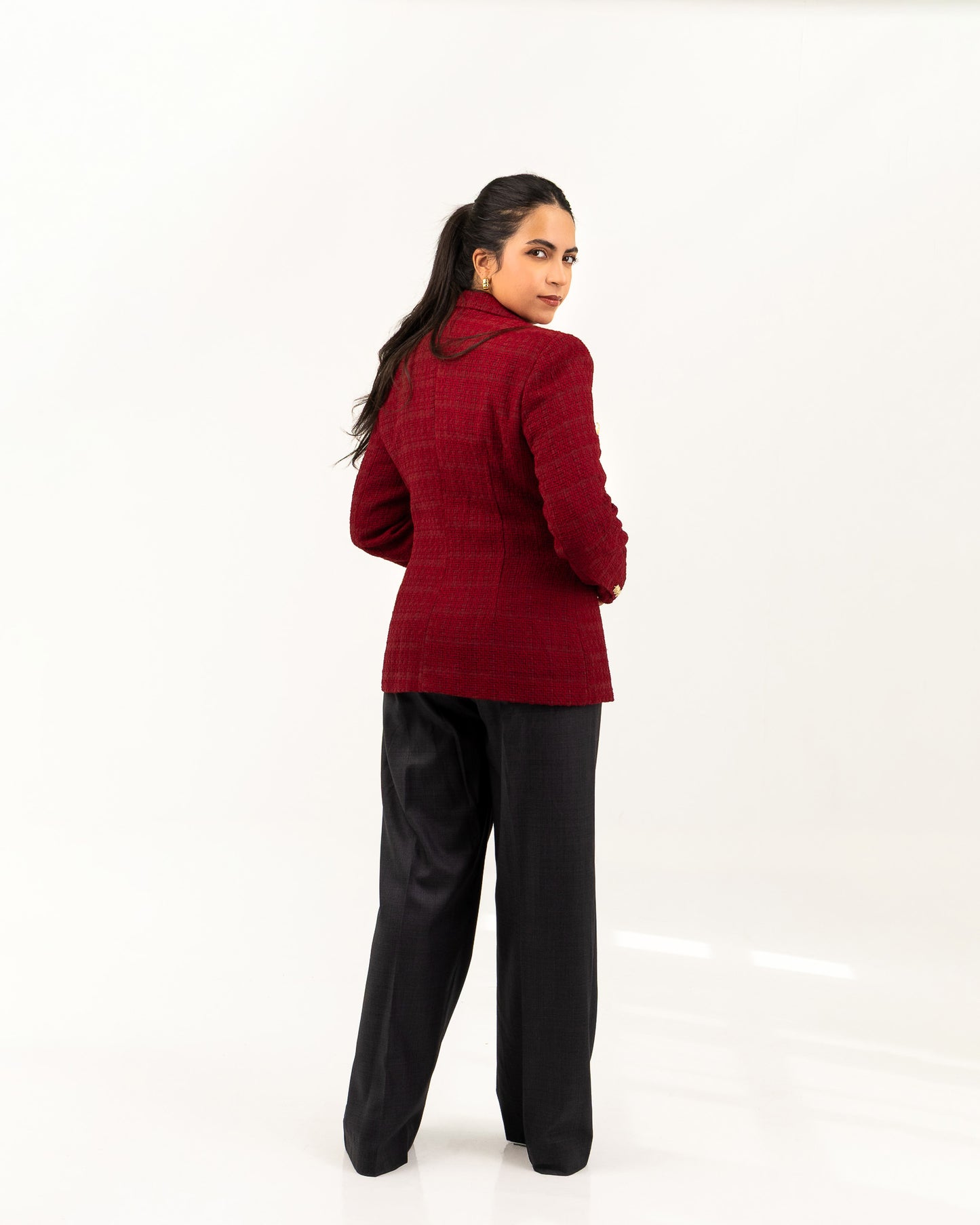 Textured Burgundy Blazer