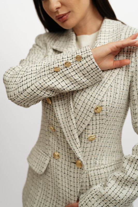 Textured White*Black Blazer