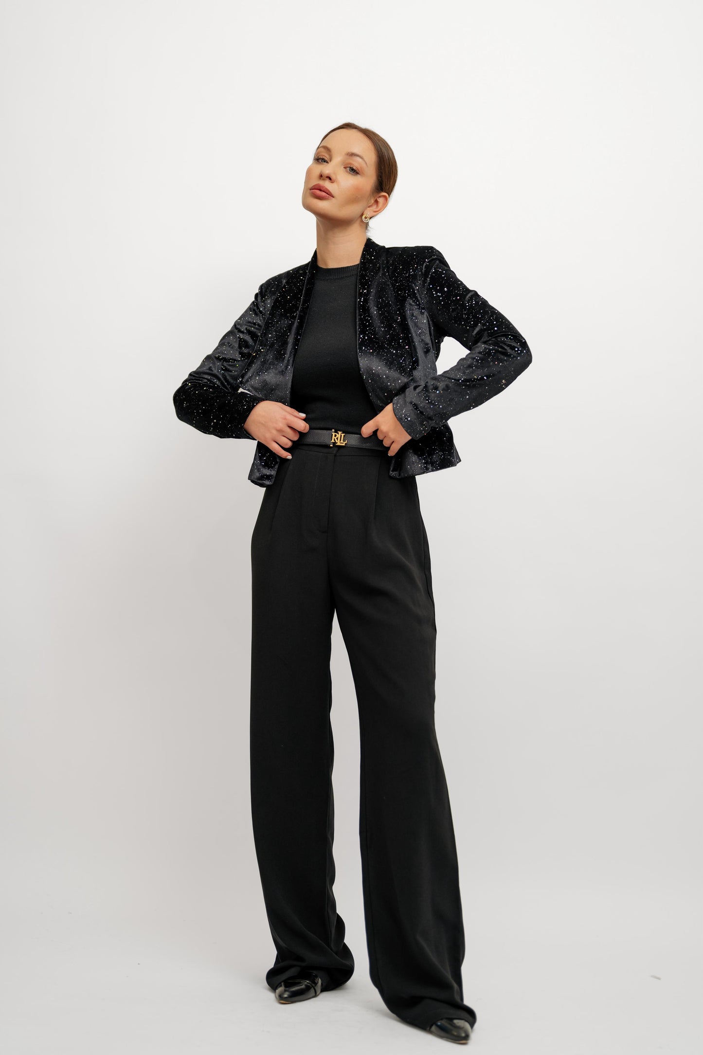 Navy Blue Glitter Blazer
