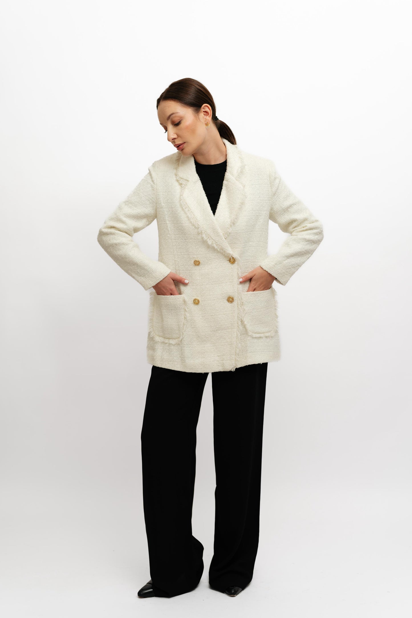 Textured Off White Blazer