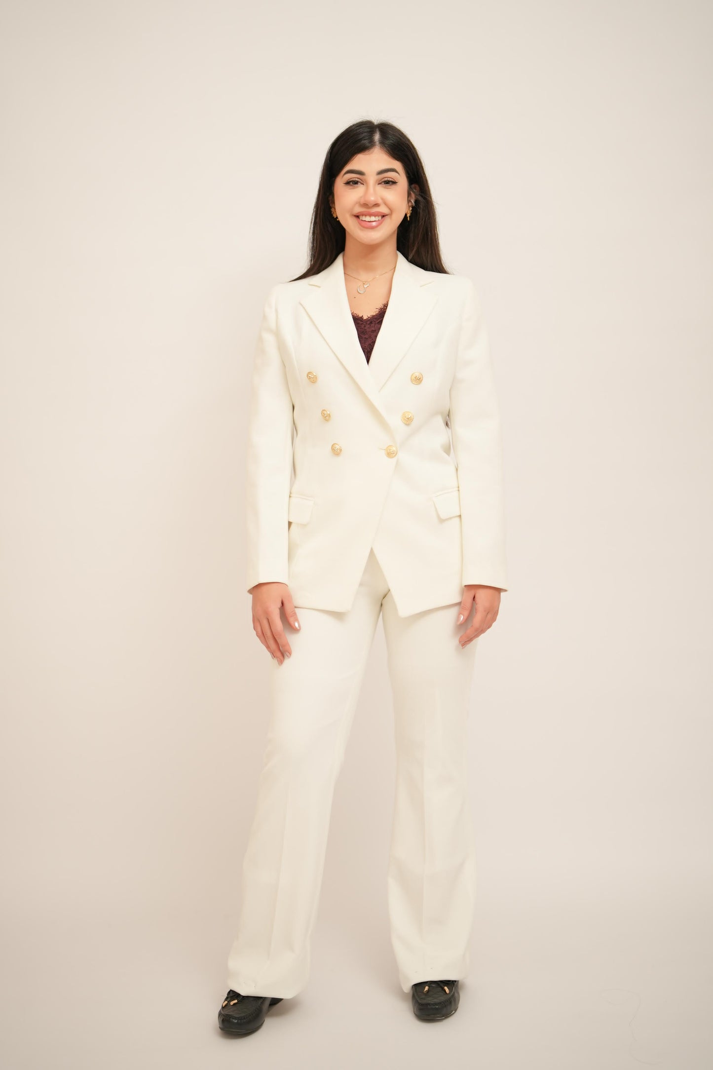 White Double Breasted Suit