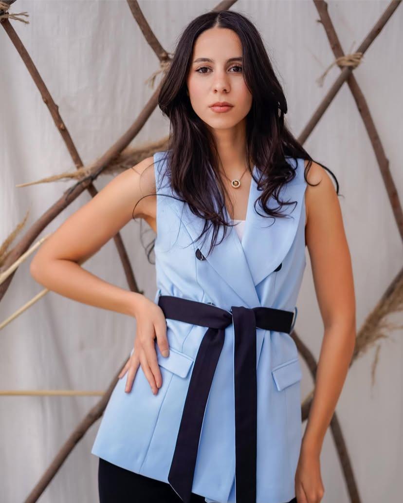 Belted waistcoat babyblue