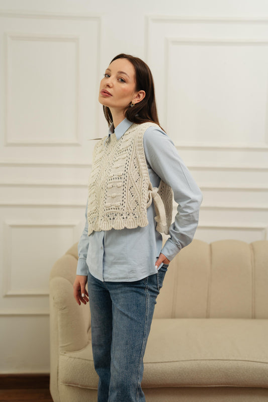 Beige Crochet Waistcoat