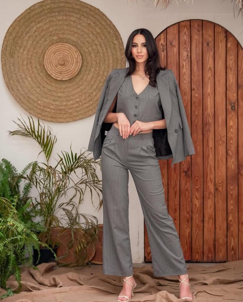 Gray Stripped Pant