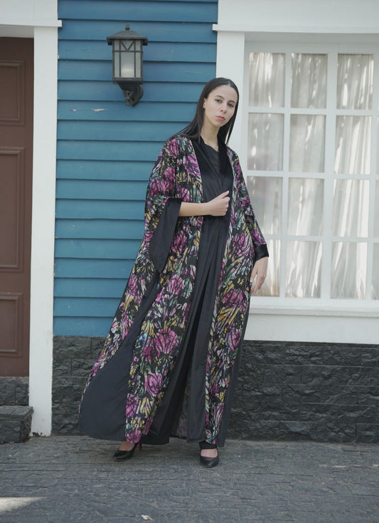 Flowery Velvet Abaya