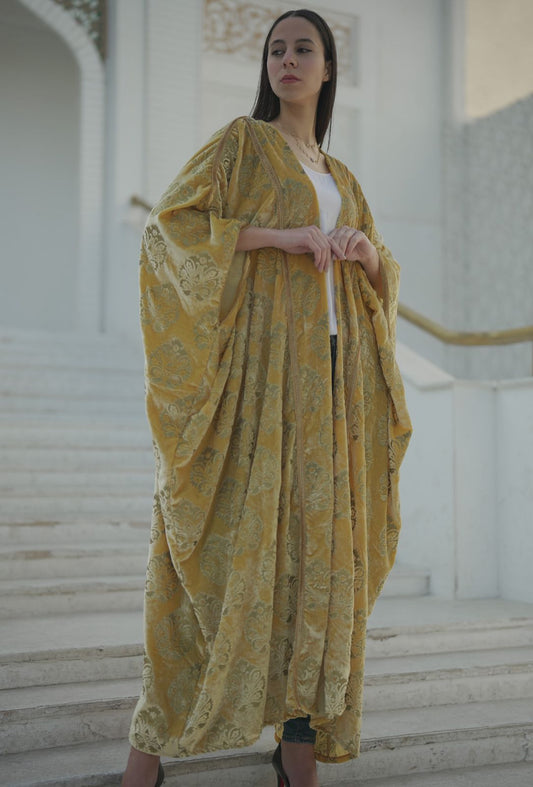 Yellow Velvet Abaya