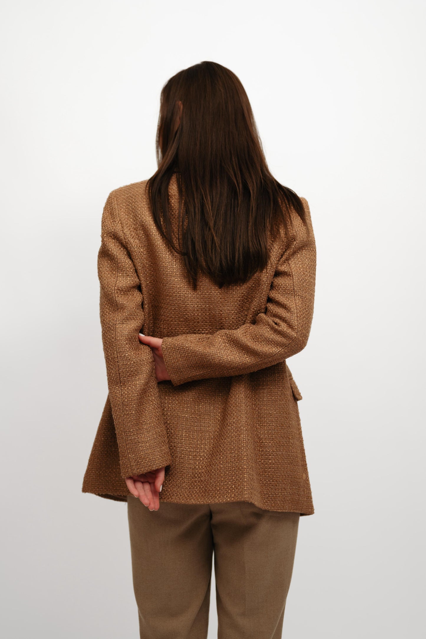 Textured caramel blazer